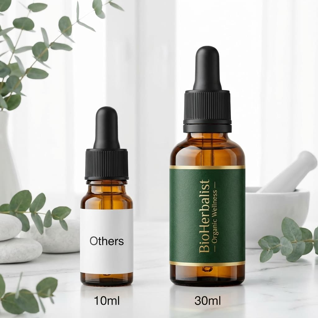30ml BioHerbalist bottle vs 10ml competitor